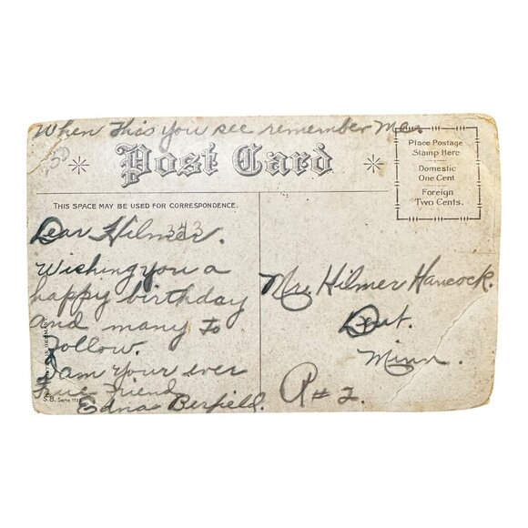 Vtg Best Birthday Wishes Postcard  w/Yellow Roses 1900's S.B. Serie 1120 Germany - Picture 2 of 2